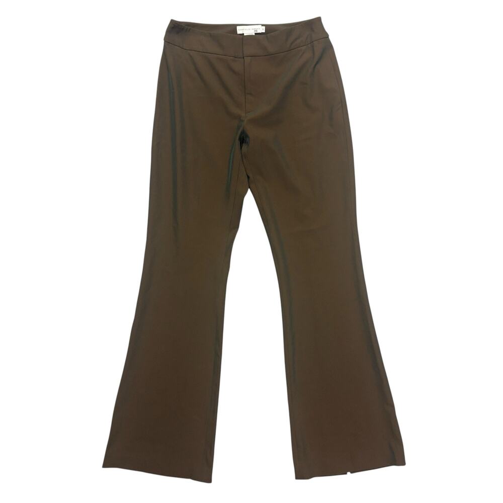 Vintage Garfield Marks Pants Brown Iridescent Satin Flare Back Slit Trouser 6